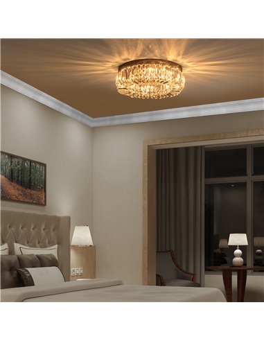 HOMCOM Crystal Ceiling Light, Modern Chandelier with Crystal Decorations, Silver B31-300