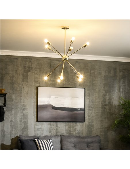 HOMCOM Modern Sputnik Ceiling Lights, 10-Light Chandelier, Gold Tone B31-431V00GD - pic 25837 | FastDaddyshop