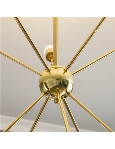 HOMCOM Modern Sputnik Ceiling Lights, 10-Light Chandelier for Bedroom Living Room with E27 Base, 65x65x78.5cm, Gold Tone