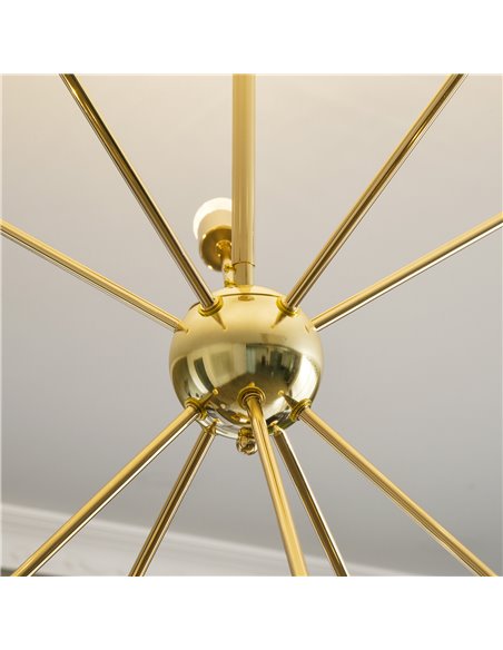 HOMCOM Modern Sputnik Ceiling Lights, 10-Light Chandelier for Bedroom Living Room with E27 Base, 65x65x78.5cm, Gold Tone - pic 25844 | FastDaddyshop