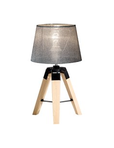 HOMCOM Wooden Tripod Table Lamp with E27 Bulb Base, Grey Shade B31-016GY