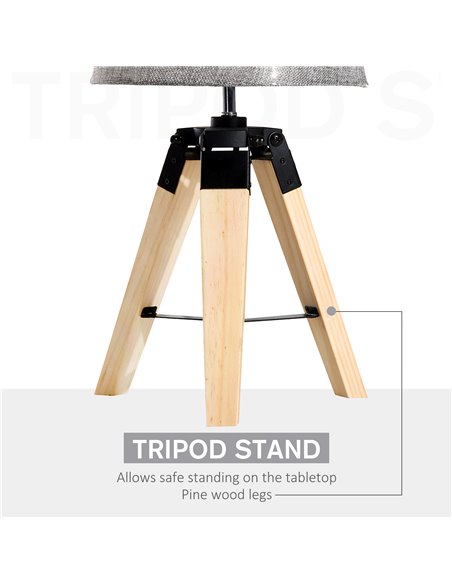 HOMCOM Wooden Tripod Table Lamp with E27 Bulb Base, Grey Shade B31-016GY - pic 25848 | FastDaddyshop