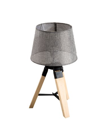 HOMCOM Wooden Tripod Table Lamp with E27 Bulb Base, Grey Shade B31-016GY
