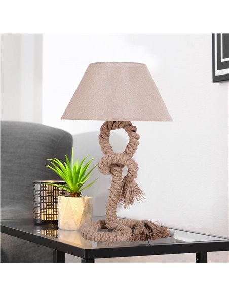 HOMCOM Table Lamp Bedside Light Indispensable Nautical Twisted Rope Glow E27 Bedroom Living Room Beige - pic 25861 | FastDaddyshop