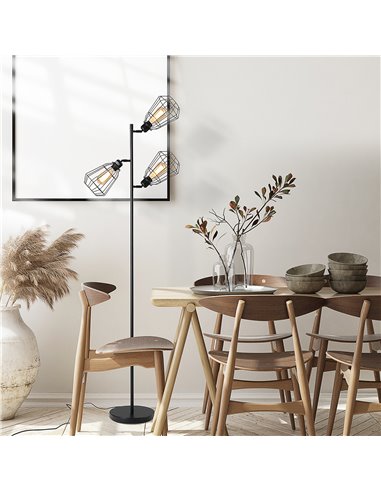 HOMCOM Retro Practical Tree Floor Lamp 3 Angle 165cm, Black B31-178V70BK