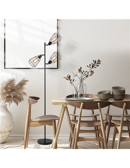 HOMCOM Retro Practical Tree Floor Lamp 3 Angle 165cm, Black B31-178V70BK - pic 25864 | FastDaddyshop