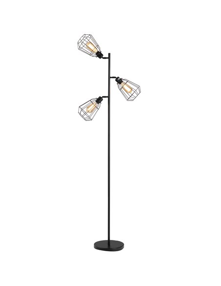 HOMCOM Retro Practical Tree Floor Lamp 3 Angle Adjustable Lampshade Steel Base for Living Room Bedroom Office Black 165cm - pic 25869 | FastDaddyshop