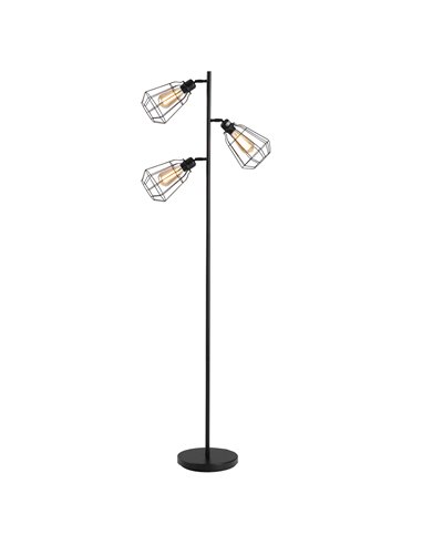 HOMCOM Retro Practical Tree Floor Lamp 3 Angle Adjustable Lampshade Steel Base for Living Room Bedroom Office Black 165cm