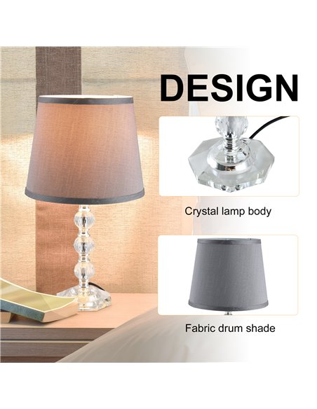 HOMCOM Crystallite Table Lamp with Fabric Lampshade Switch B31-186 - pic 25884 | FastDaddyshop
