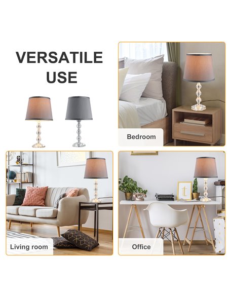 HOMCOM Crystallite Table Lamp w/ Fabric Lampshade Switch Beautiful Glass Elegant Reflective Home Bedroom Furnishing Freestanding - pic 25886 | FastDaddyshop