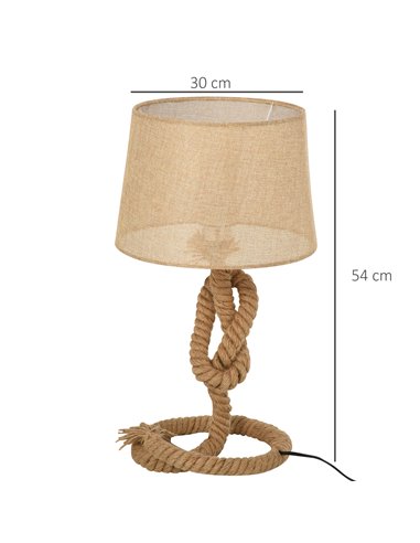 HOMCOM Nautical Style Rope-Base Table Lamp, Beige B31-209