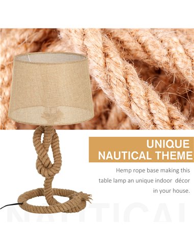 HOMCOM Nautical Style Rope-Base Table Lamp, Beige B31-209