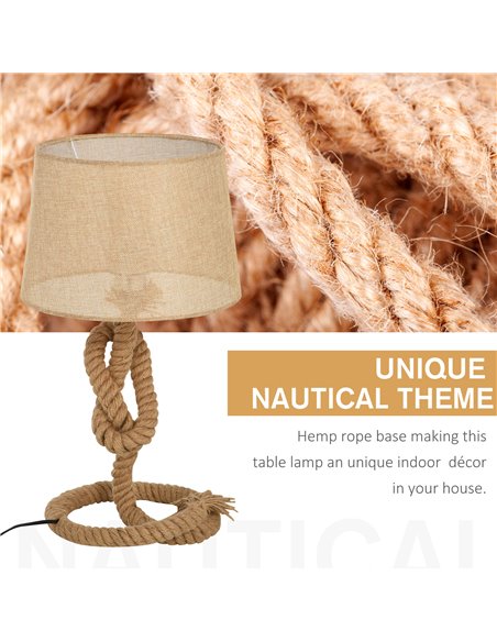 HOMCOM Nautical Style Rope-Base Table Lamp, Beige B31-209 - pic 25893 | FastDaddyshop