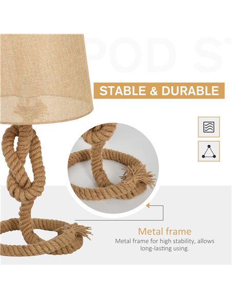 HOMCOM Nautical Style Rope-Base Table Lamp, Beige B31-209 - pic 25894 | FastDaddyshop