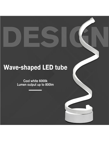HOMCOM Modern Wave-Shaped LED Table Lamp, White B31-249