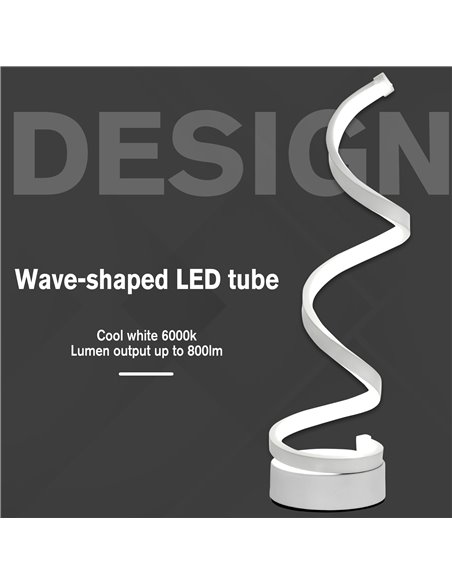 HOMCOM Modern Wave-Shaped LED Table Lamp, White B31-249 - pic 25902 | FastDaddyshop