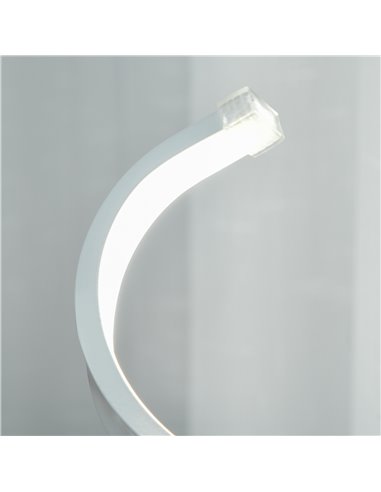 HOMCOM Modern Wave-Shaped LED Table Lamp with Round Metal Base for Living Room, Bedroom, Study, Dining Room, Office, Cool White 