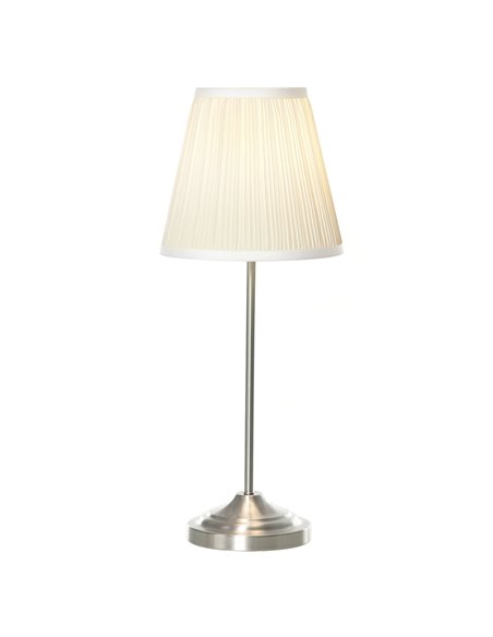 HOMCOM Modern Table Lamp with Pleated Fabric Lampshade, White and Silver B31-271 - pic 25908 | FastDaddyshop