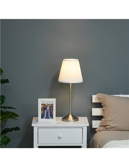 HOMCOM Modern Table Lamp with Pleated Fabric Lampshade, White and Silver B31-271 - pic 25909 | FastDaddyshop