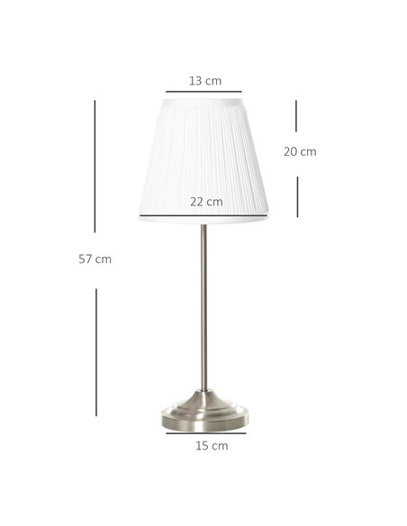 HOMCOM Modern Table Lamp with Pleated Fabric Lampshade, White and Silver B31-271 - pic 25910 | FastDaddyshop