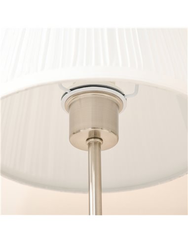 HOMCOM Modern Table Lamp with Pleated Fabric Lampshade, White and Silver B31-271