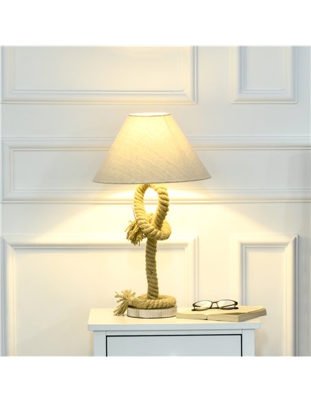 HOMCOM Nautical Style Table Lamp with Fabric Lampshade, Beige B31-404V70BG - pic 25936 | FastDaddyshop