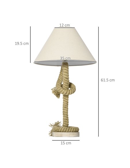 HOMCOM Nautical Style Table Lamp with Fabric Lampshade, Beige B31-404V70BG - pic 25937 | FastDaddyshop