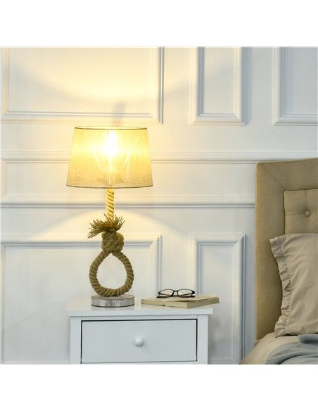 HOMCOM Nautical Table Lamp, Farmhouse Bedside Lamp, Beige B31-403V70BG - pic 25945 | FastDaddyshop