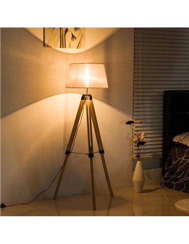 HOMCOM Tripod Floor Lamp E27 Bulb Compatible, Cream Shade B31-014CW