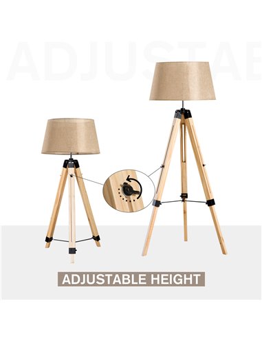 HOMCOM Tripod Floor Lamp E27 Bulb Compatible, Cream Shade B31-014CW