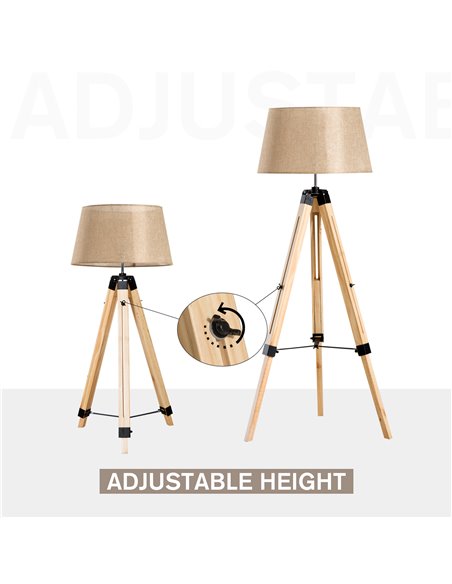 HOMCOM Tripod Floor Lamp E27 Bulb Compatible, Cream Shade B31-014CW - pic 25956 | FastDaddyshop