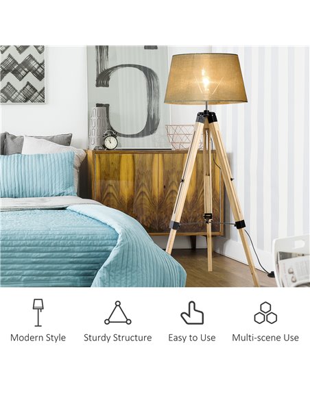 HOMCOM Tripod Floor Lamp E27 Bulb Compatible, Cream Shade B31-014CW - pic 25958 | FastDaddyshop