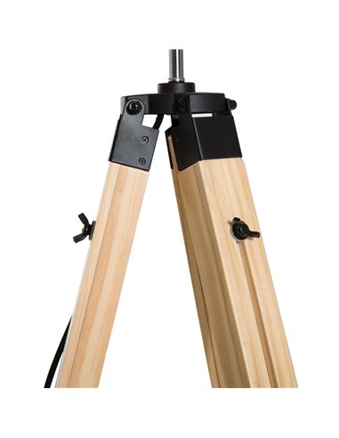 HOMCOM Tripod Floor Lamp Wooden Adjustable Modern Illumination Design E27 Bulb Compatible (Grey Shade) 99-143H