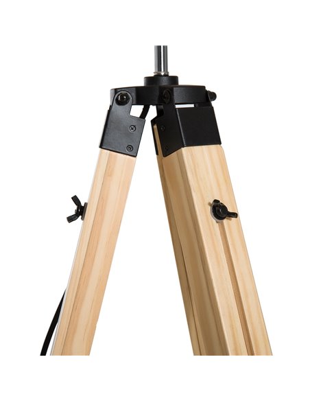 HOMCOM Tripod Floor Lamp Wooden Adjustable Modern Illumination Design E27 Bulb Compatible (Grey Shade) 99-143H - pic 25969 | FastDaddyshop