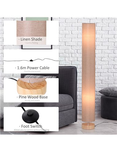 HOMCOM 120 cm Modern Wooden Floor Lamp, Beige B31-027CW