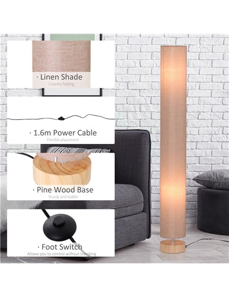 HOMCOM 120 cm Modern Wooden Floor Lamp, Beige B31-027CW - pic 25975 | FastDaddyshop