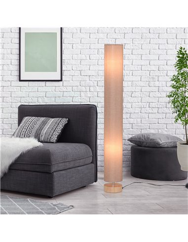 HOMCOM 47-Inch Modern Wooden Floor Lamp for Bedroom, Study or Living Space with Fabric Linen Shade (Beige)  120 CM