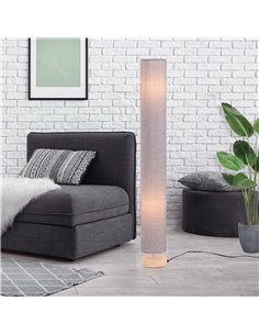 HOMCOM 120H cm Wooden Base Fabric Floor Lamp with Linen Fabric, Grey B31-027GY 2