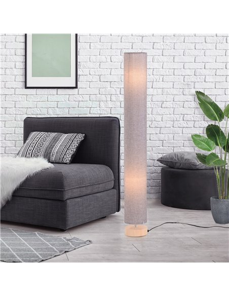 HOMCOM 120H cm Wooden Base Fabric Floor Lamp with Linen Fabric, Grey B31-027GY - pic 25981 | FastDaddyshop
