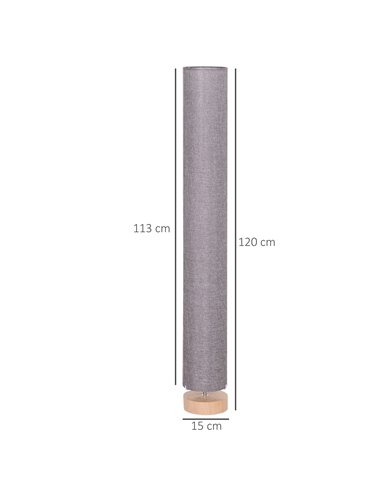 HOMCOM 120H cm Wooden Base Fabric Floor Lamp with Linen Fabric, Grey B31-027GY