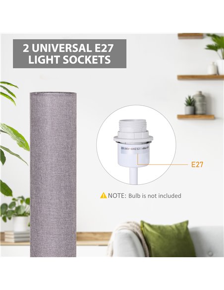 HOMCOM 120H cm Wooden Base Fabric Floor Lamp with Linen Fabric, Grey B31-027GY - pic 25983 | FastDaddyshop