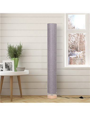 HOMCOM 120H cm Wooden Base Fabric Floor Lamp with Linen Fabric, Grey