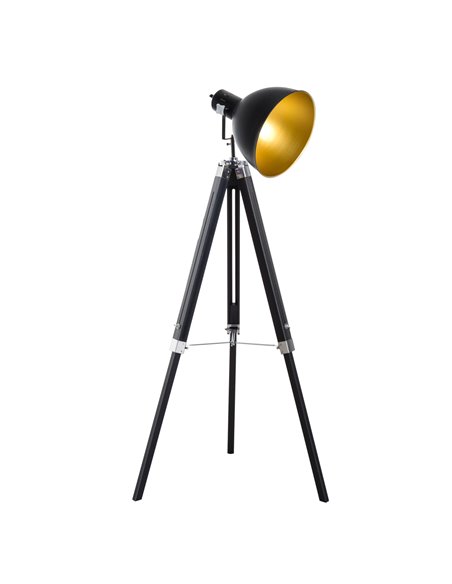 HOMCOM Industrial Tripod Spotlight Reading Floor Lamp, Black and Gold B31-036GD - pic 25989 | FastDaddyshop