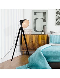 HOMCOM Industrial Tripod Spotlight Reading Floor Lamp, Black and White B31-036WT 2