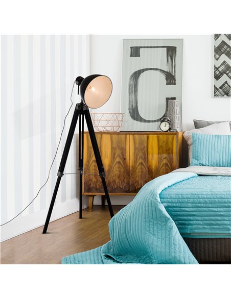 HOMCOM Industrial Tripod Spotlight Reading Floor Lamp, Black and White B31-036WT - pic 25999 | FastDaddyshop
