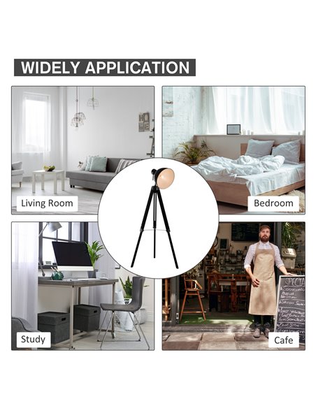 HOMCOM Industrial Tripod Spotlight Reading Floor Lamp, Black and White B31-036WT - pic 26004 | FastDaddyshop