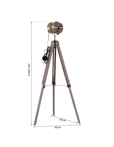 HOMCOM Vintage Tripod Floor Lamp, Retro Industrial Photography Light B31-077
