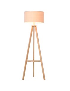 HOMCOM Free Standing Floor Lamp, Beige - Natural Wood Colour B31-095V01