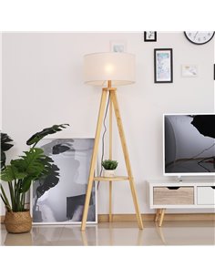 HOMCOM Free Standing Floor Lamp, Beige - Natural Wood Colour B31-095V01 2