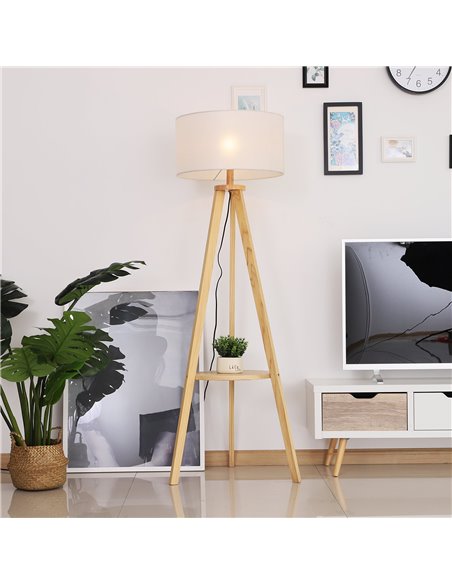 HOMCOM Free Standing Floor Lamp, Beige - Natural Wood Colour B31-095V01 - pic 26017 | FastDaddyshop